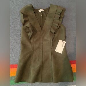 Anthropologie Bailey 44 Olive Green Ruffle Top